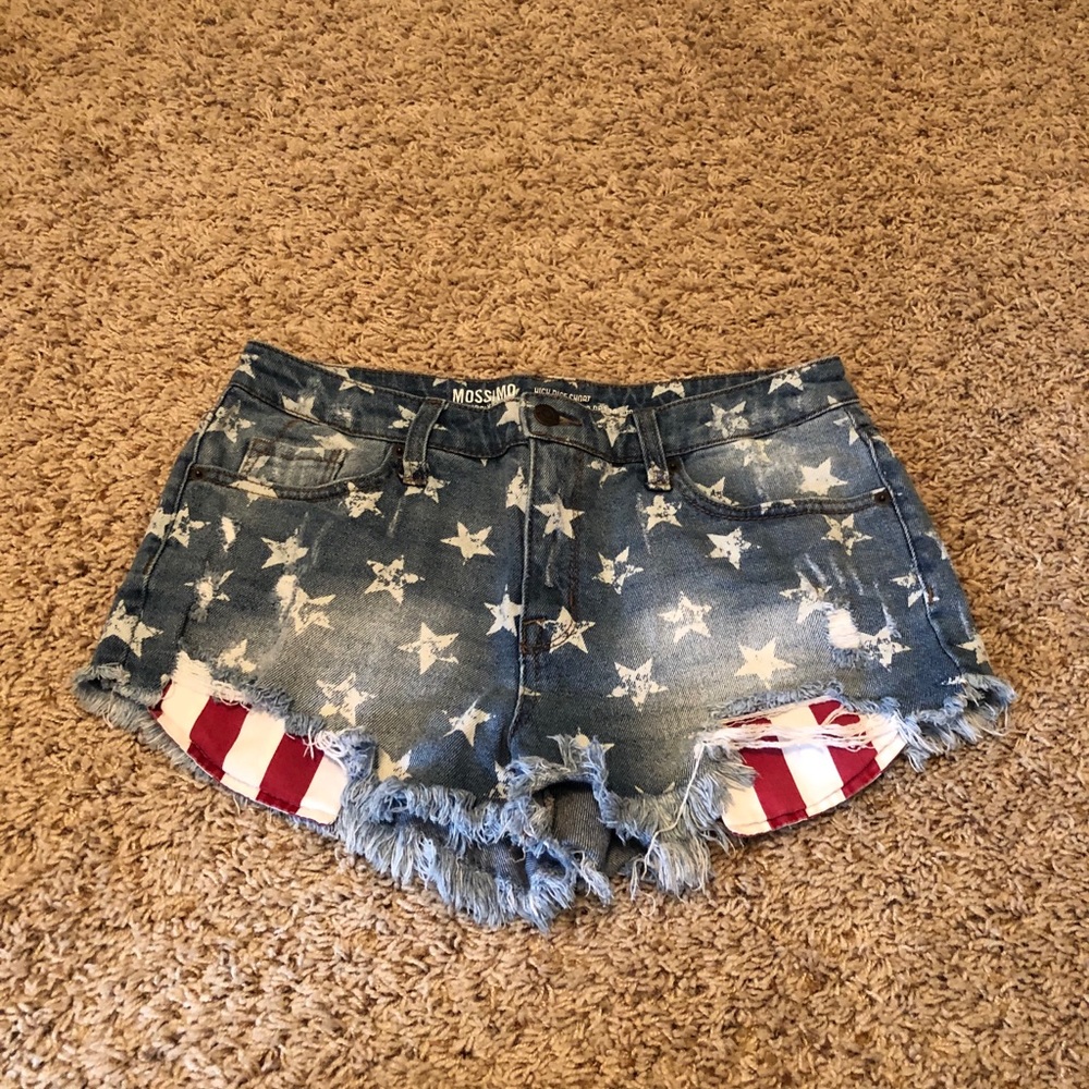 jean shorts with american flag print